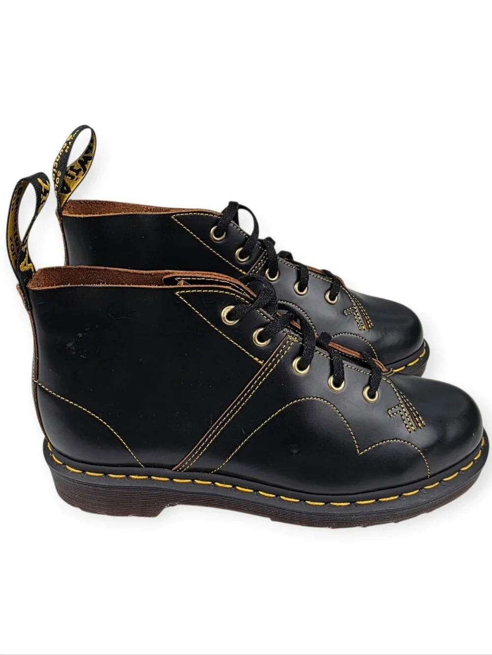 Dr. Doc Martens Church Monkey Boots Men's Size 7 Women's 8 Black EUC * No Box*
